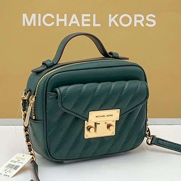 Michael Kors Handbags - Michael Kors Rose Small Top Handle Crossbody Quilted Racing Green color